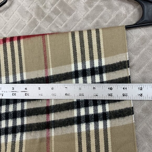 White Stag One Size Scarf Plaid Tan Brown Acrylic with Tassels 64x11 New - Picture 3 of 5